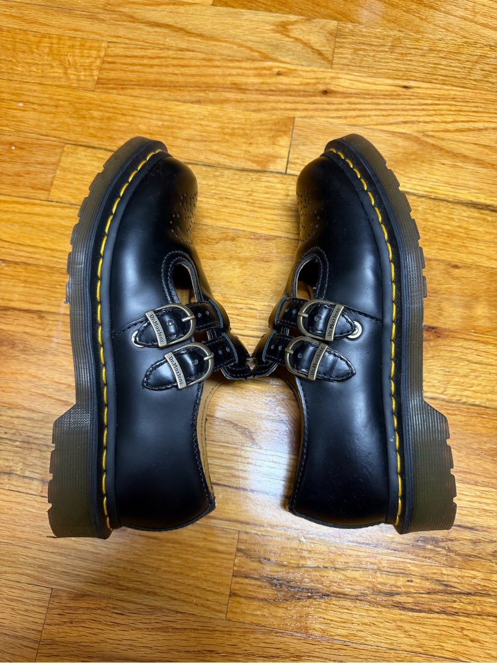 Dr. Martens Black Double Buckle Mary Jane Shoes - Picture 3 of 8